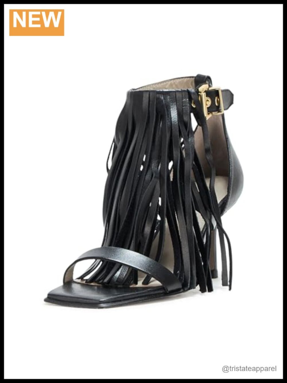 Women's Leather Stiletto Heel Open Toe Sandals with Buckle Closure